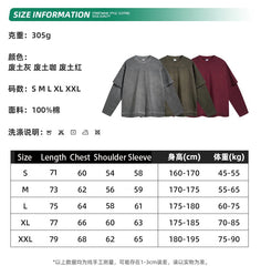 Dirty, dyed and worn fake two long-sleeved T-shirts