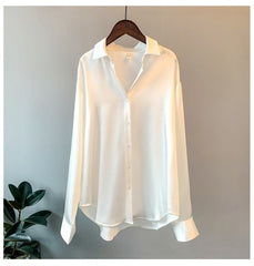 Overshirt Satin Female Clothing Elegant Style Luxury Designer Blouse