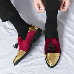 Mocassins noirs et verts faits à la main en cuir suédé