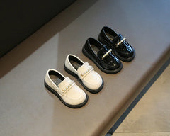 Leather Kids Black Loafers Slip-on Children