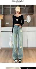 Velvet Slim Fit Straight Leg Denim Jeans