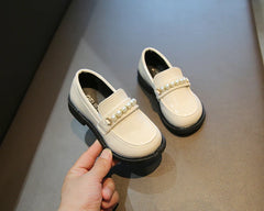 Leather Kids Black Loafers Slip-on Children