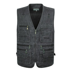 Sleeveless Cotton Vest with Many 16 Pockets  Waistcoat