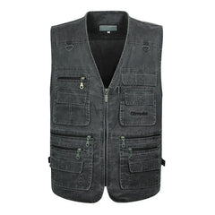 Sleeveless Cotton Vest with Many 16 Pockets  Waistcoat