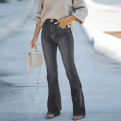 High-waist wide-leg slim-fit trumpet Denim trousers