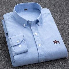 Long Sleeve Pure Cotton Oxford  Embroidered Shirt