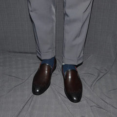 Italian Red Lining Loafers Genuine Leather Slip-on Shoes