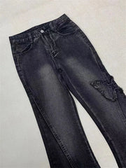 Vintage Aesthetic Denim Blue Flare Jeans