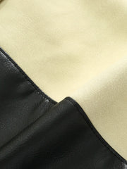 Pleated Motorcycle Leather Jacket