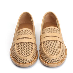 Mesh with leather Loafers  Slip On Penny Loafers Hollow Out Breathable Slip On Flat Shoes