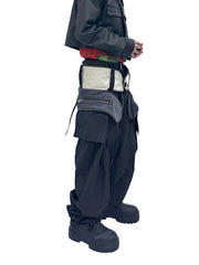 Niche Designer Model Removable Zipper Stitching Paratrooper Pants