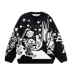 Vintage Knitted Sweater Jumper Winter Unisex Cotton Pullover Streetwear