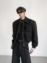 Padded Shoulder Jacket  American Retro Cotton Coat