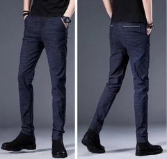 Plaid Trousers Slim Pants Gray Stripe