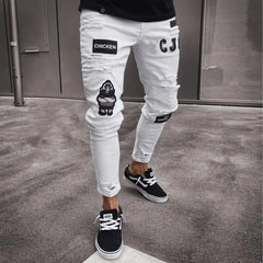 Cotton Stretchy Ripped Skinny Jeans Slim Fit Denim Pants