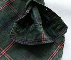 Workwear Plaid Washed Distressed Lapel Versatile Long Sleeve Shirt