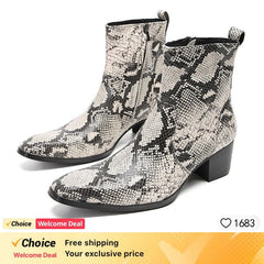 Ankle Boot Genuine Leather Mens Chelsea Crocodile Pattern