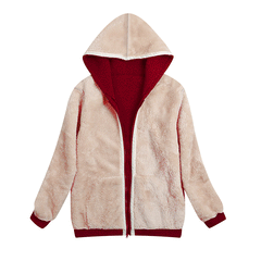 Hooded Plush Coat Fleece Hoodies Sweatshirt Long Sleeve Jacket