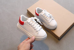 Soft White Boys Sports Shoes  Lace-up Light Sneakers
