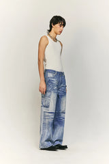 Retro Washed Worn Jeans  Straight Mopping Y2K Pants