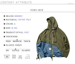 Denim Patchwork Sweatshirts Zipper Sleeve Pullover Hoodies