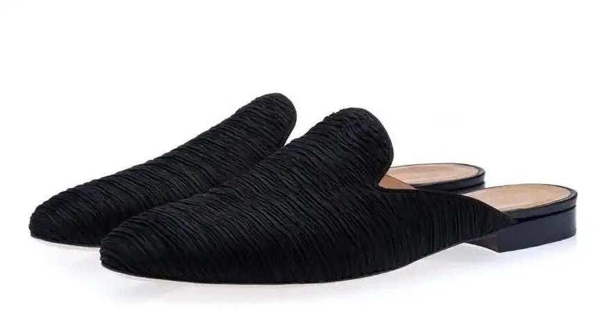 Half Loafers Luxury  Floral Embroidery Canvas Slippers