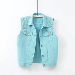 Colorful Denim Vest Women Jeans