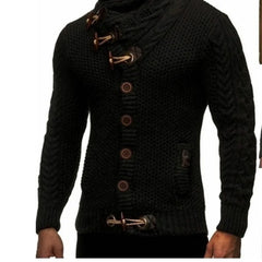 High-neck Sweater Knitted Thick Wool Button Top Retro Slim Fit