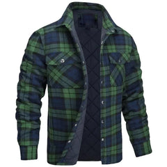 Lapel plaid thick shirt