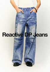 Retro Washed Worn Jeans  Straight Mopping Y2K Pants