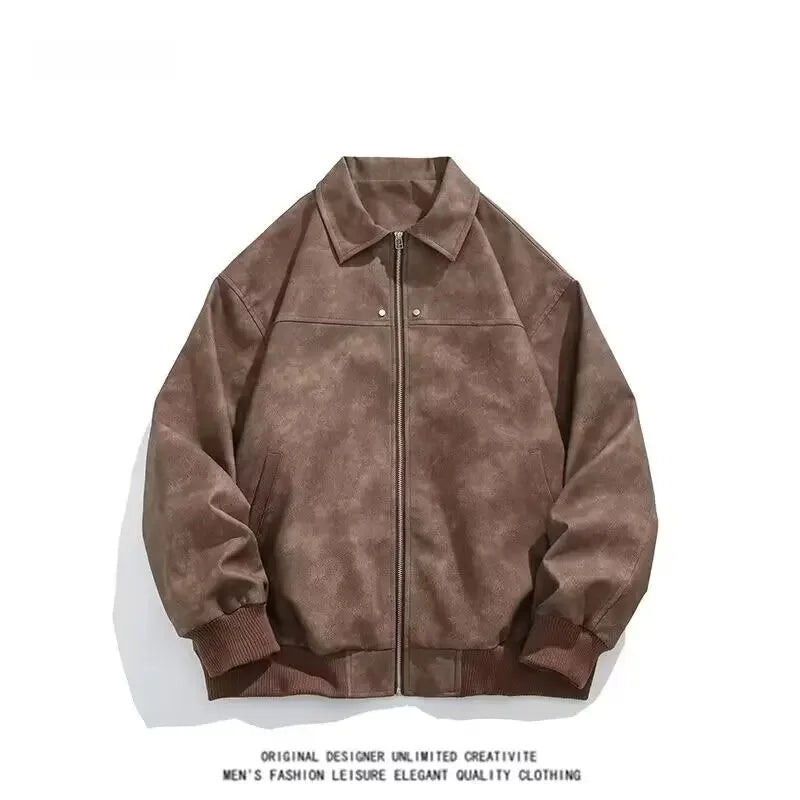 PU Leather Lapel Jacket American Style