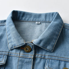 Unisex Denim Jean Coat Cowboy Overcoat Jacket
