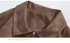 PU Leather Lapel Jacket American Style