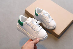 Soft White Boys Sports Shoes  Lace-up Light Sneakers