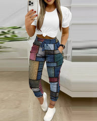 Short Sleeved Two Piece Set 2024 Elegant And Fashion Women Suit