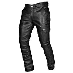 Leather Pants  With Cargo Pocket