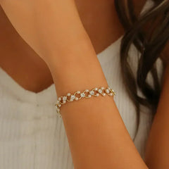 Snake Green Gemstone Metal Bracelet