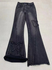 Vintage Aesthetic Denim Blue Flare Jeans
