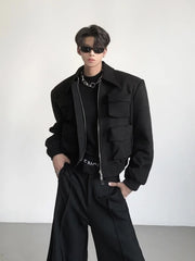 Padded Shoulder Jacket  American Retro Cotton Coat