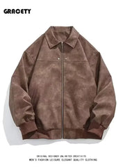 PU Leather Lapel Jacket American Style