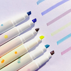 6Pcs Sanrio Highlighter Pen Set Kawaii Hello Kitty Kuromi Melody Cinnamoroll Art Fluorescent Markers Pens School Office Statione