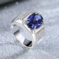 5Ct Grand Oval Created Tanzanite Gemstone Rings
