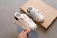 Soft White Boys Sports Shoes Lace-up Light Sneakers for Girls Versatile