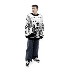 Vintage Knitted Sweater Jumper Winter Unisex Cotton Pullover Streetwear