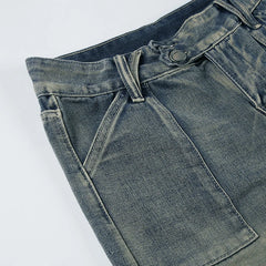 Vintage Washed Loose Fit Jeans Casual Denim Pants