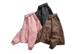 PU Leather Lapel Jacket American Style