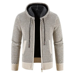 Fleece-lined Knitted Top Cardigan Jacket Hooded Pullovers