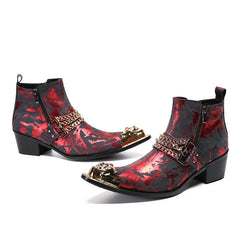 Ankle Boot Genuine Leather Mens Chelsea Crocodile Pattern
