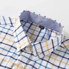 100% Pure Cotton Oxford Long Sleeve  Plaid Shirt