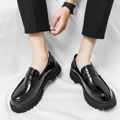 Mocassin Patent Leather with Thick Soles Loafers Slip on Shoe Breathable